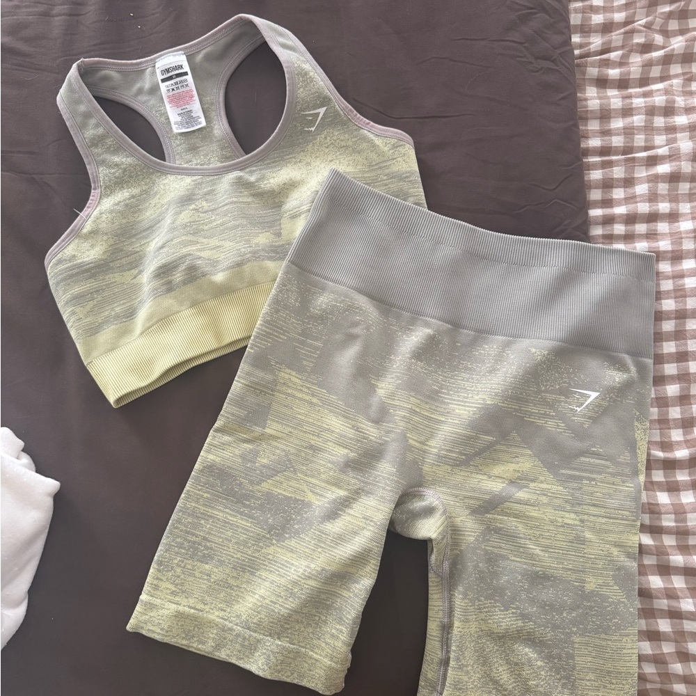 Gymshark Gray and Yellow Activewear Set